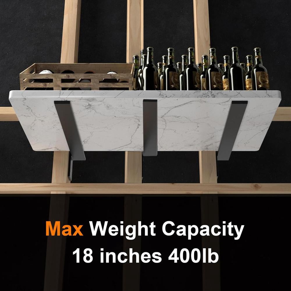 Shelf Brackets 18 inch, 3 Pack Floating Shelf Bracket Heavy Duty for Wood Shelves,Black Metal Wall Shelving Support Brackets Load Capacity for Kitchens, Bathrooms, Bedrooms, Offices