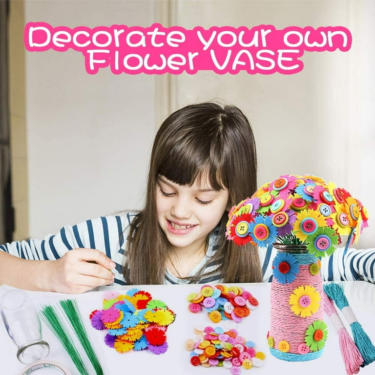 AAOMASSR Crafts for Girls Ages 8-12 Make Your Own Flower Bouquet with  Buttons and Felt Flowers, Vase Art and Craft for Children - DIY Activity  for Boys & Girls Age 6 7