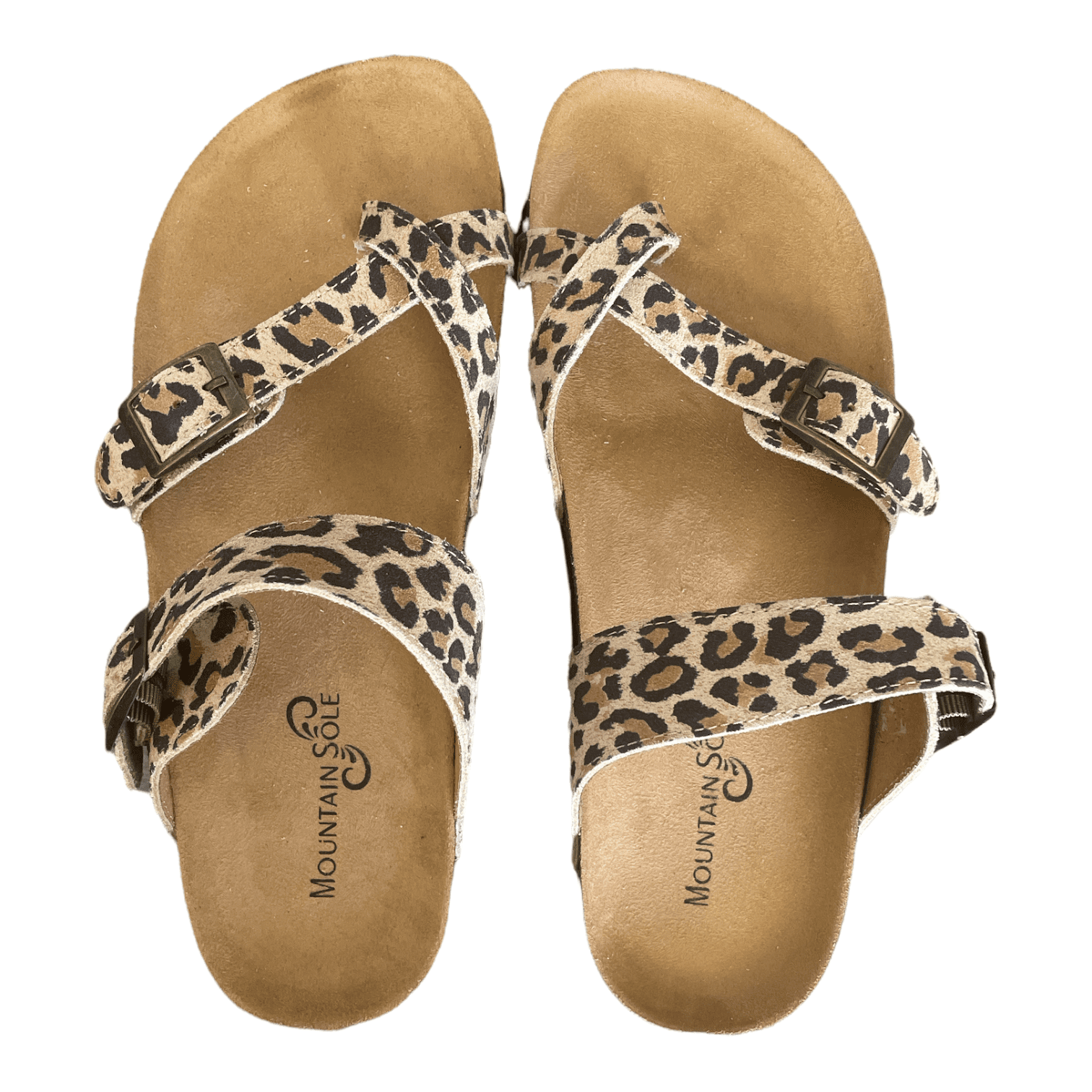 Mountain Sole Women's Birk Style Slip On Leather Sandals, Adj Buckle