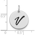 thumbnail image 2 of 14K White Gold 14Kw Polished Black Enamel Letter V Initial Disk Charm (Width 15.24) (Length 15.24) - Jbsp, 2 of 5