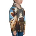 thumbnail image 3 of Honeii Prairie Flower Cow Pattern Long-Sleeve Hooded Sweatshirt Pullover Hoodie for Boys and Grils-X-Large, 3 of 6
