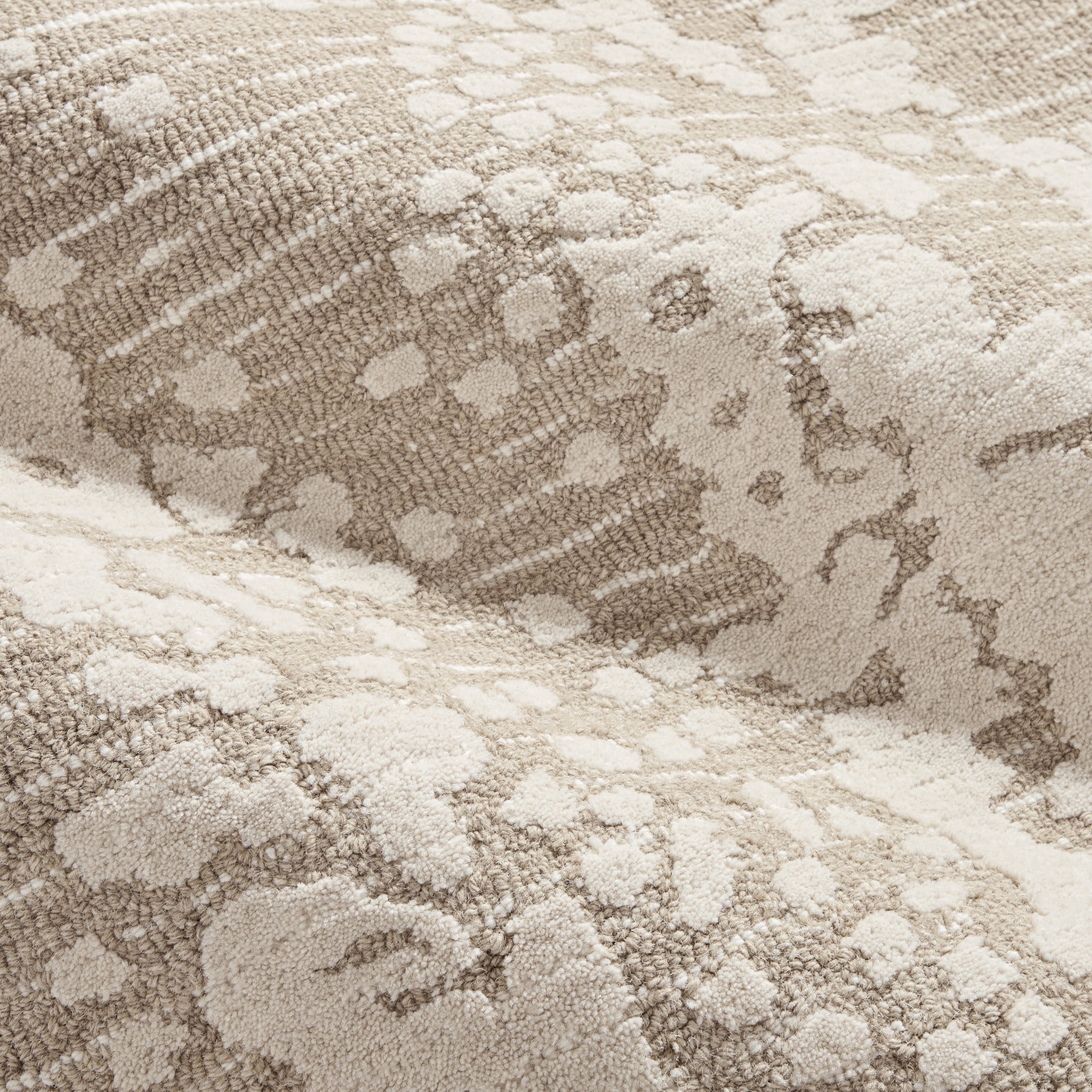NICOLE MILLER NEW YORK Mod Weave Abstract Knotted Texture Handcrafted Area Rug, 100% Wool Rug, Taupe, 5'x7’