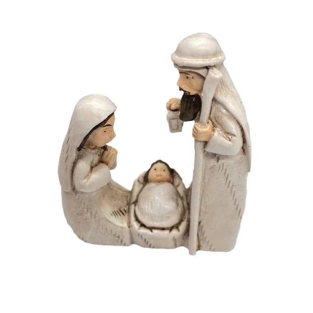 Estatuas de la Natividad de la Sagrada Familia, resina blanca marfil, 7 cm