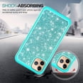 thumbnail image 6 of Cute Protective Phone Cover Case For Apple iPhone 11 Pro Case with [Tempered Glass Screen Protector] Girls Women Dual Layer Heavy Duty -Glitter Teal, 6 of 7