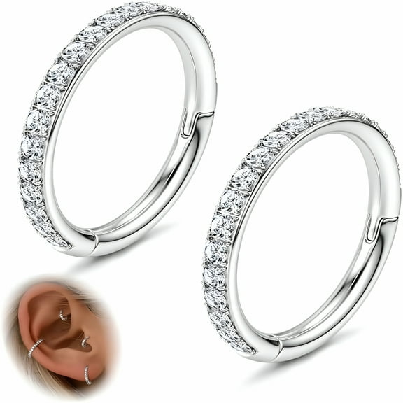 DESIGNICE Cartilage Earrings Hoop Tragus Hoop Earrings Hinged Rook Earrings Helix Hoop 6MM/8MM/10MM Cartilage Daith Helix Conch Tragus Piercing Jewelry