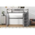 thumbnail image 6 of Wood Full Size Loft Bed with Built-In Wardrobe and Storage Shelves, Led Light, Gray, 6 of 9