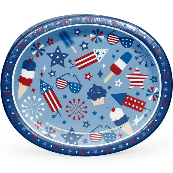 Member's Mark Patriotic Oval Paper Plates, 10" x 12", 50 ct.