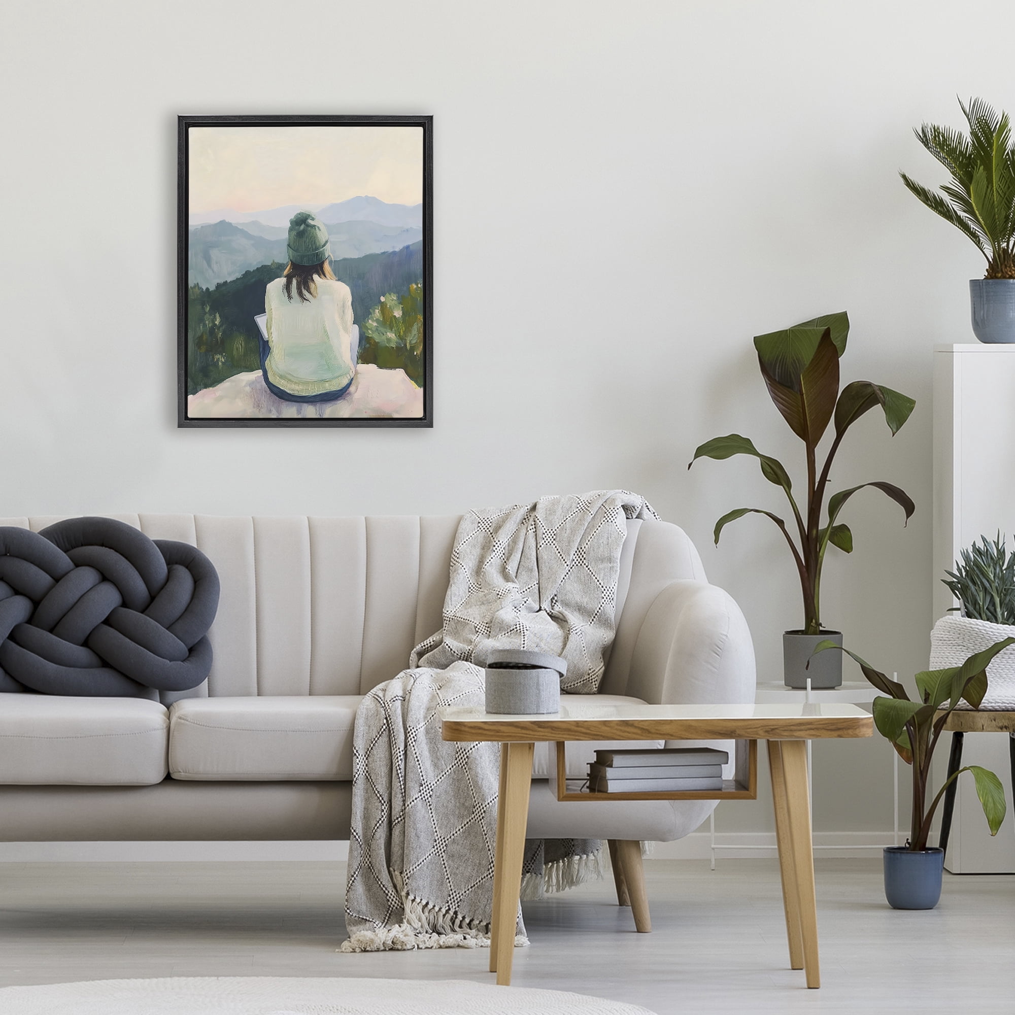 Stupell Industries Mindful Solitude Meditation View Black Framed Floater Canvas Wall Art, design by The Prints Vibe
