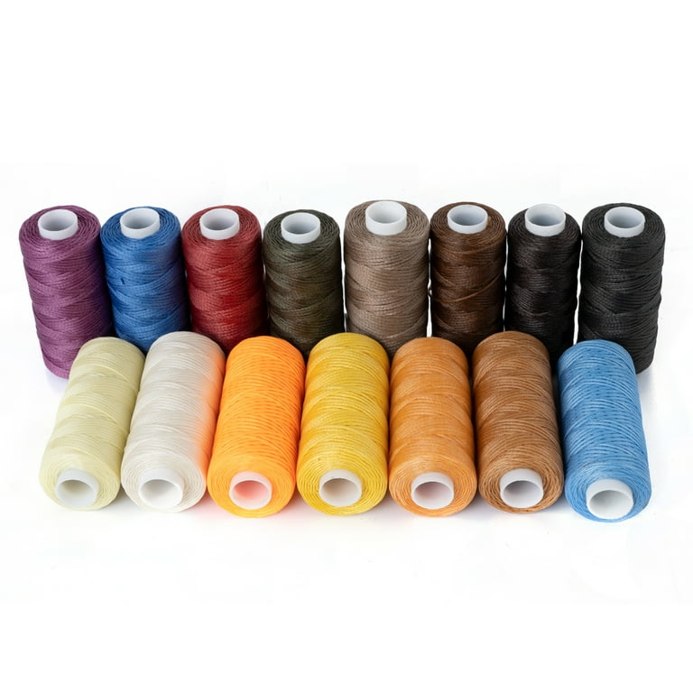 Leather Sewing Waxed Thread,15 Colors 54Yards Per Spool Stitching Thread  for Leather Craft DIY,Bookbinding,Shoe Repairing,Leather Sewing