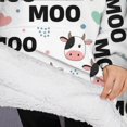 thumbnail image 3 of Oversized Wearable Blanket Hoodie,White Cow Moo Heart Pattern Sherpa Blanket Hoodie with Super Pockets,Super Warm Fuzzy Pullover for Women & Men, 3 of 6