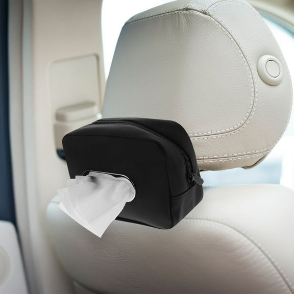 Worgeous Quick Cleanups Car Tissue Box Holder Black Pu 1Pack