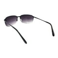 thumbnail image 4 of Mens Luxury Rimless Rectangle Oval Metal Rim Sunglasses All Black, 4 of 4