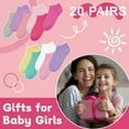 thumbnail image 5 of Toddler Girls Socks, 20 Pairs Ankle Half Cushion Low Cut Athletic Socks for Girls Kids Children Aged 1-13, 5 of 6