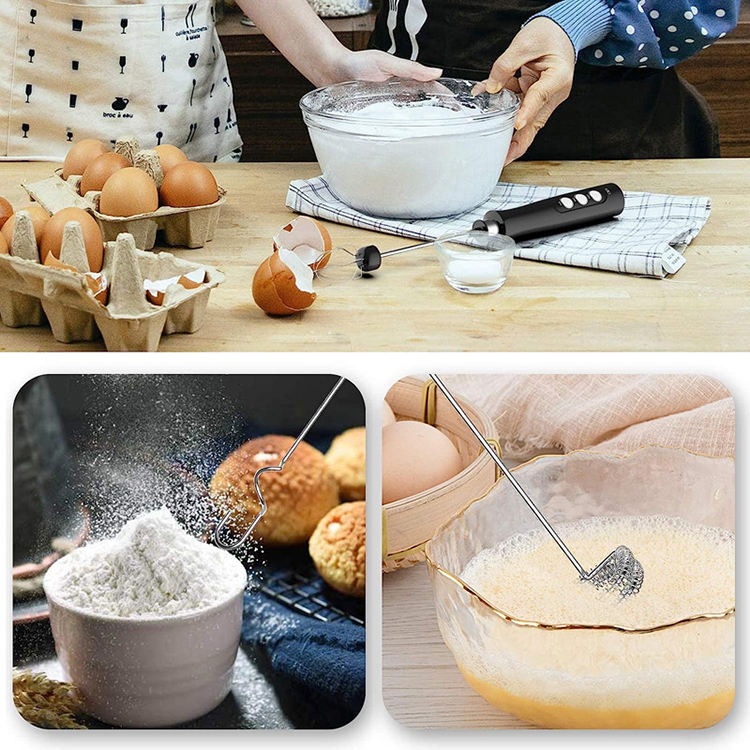Professional Rechargeable Electric Hand Mixer Milk Frother with Stainless Steel Whisk for Egg Beating, Cream, Cappuccino, Matcha, and Paint Mixing，White