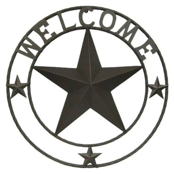 Star Wall Decor Welcome Sign - 3D Metal Star with Welcome Saying, Dark Brown Powder Coated Indoor Outdoor Home Décor, Rustic Farmhouse Wall Art for Entryway, Porch, Living Room
