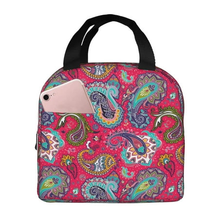 Insulated Lunch Bag for Women Men - Brightly Colored Paisley Leakproof Cooler Lunch Box for Women Men  Lunch Tote Bags for Work School Picnic Travel