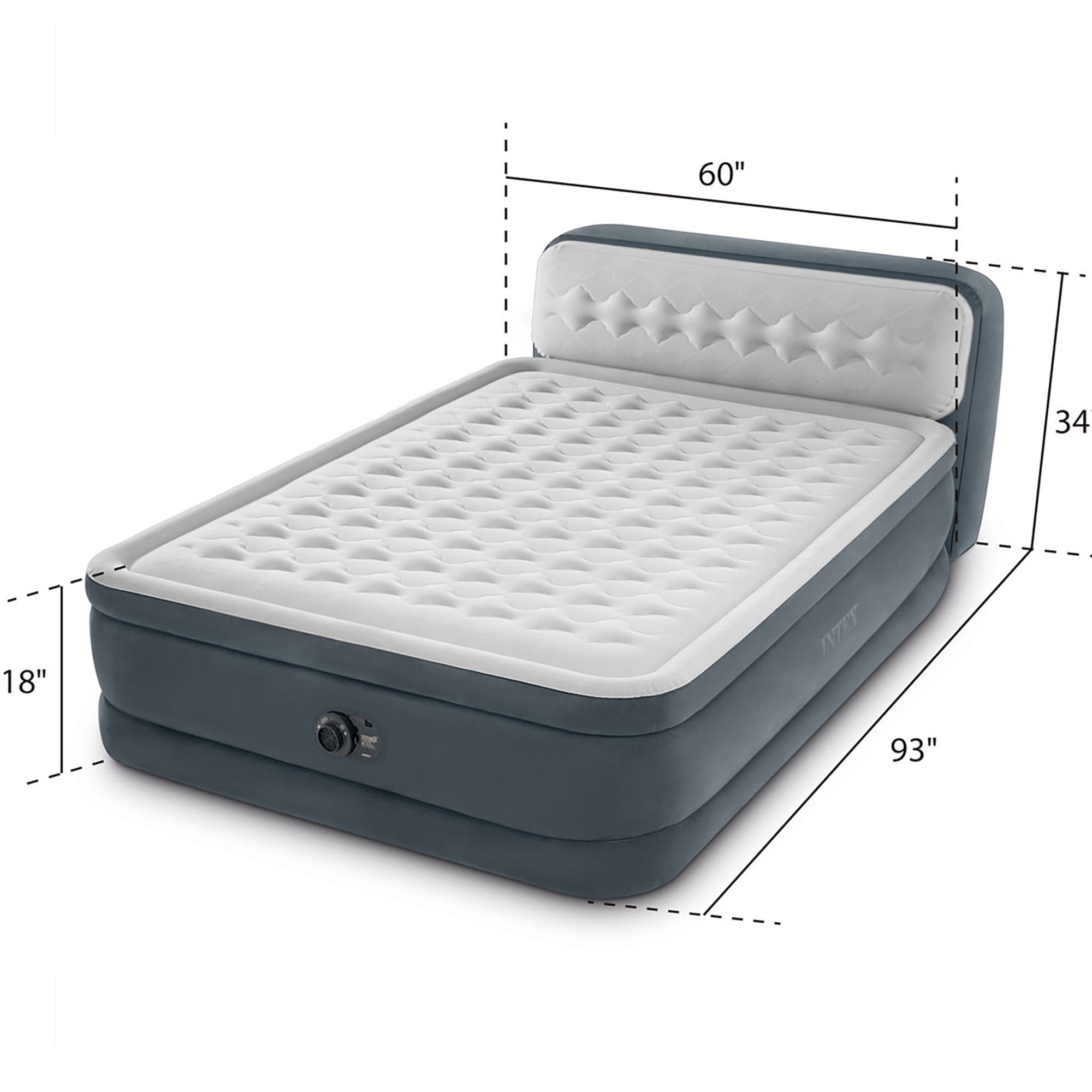 Intex Dura-Beam Deluxe Queen Air Mattress with Built-In Pump and Headboard