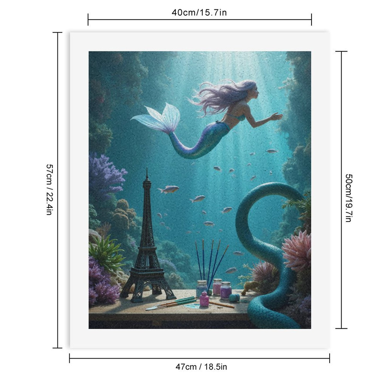 Paint By Numbers Kit for Adults Beginner - Underwater Mermaid Art Scene DIY Canvas Painting Kits for Adults, Frameless Paint By Number for Adults for Home Wall Decor 16x20 Inch