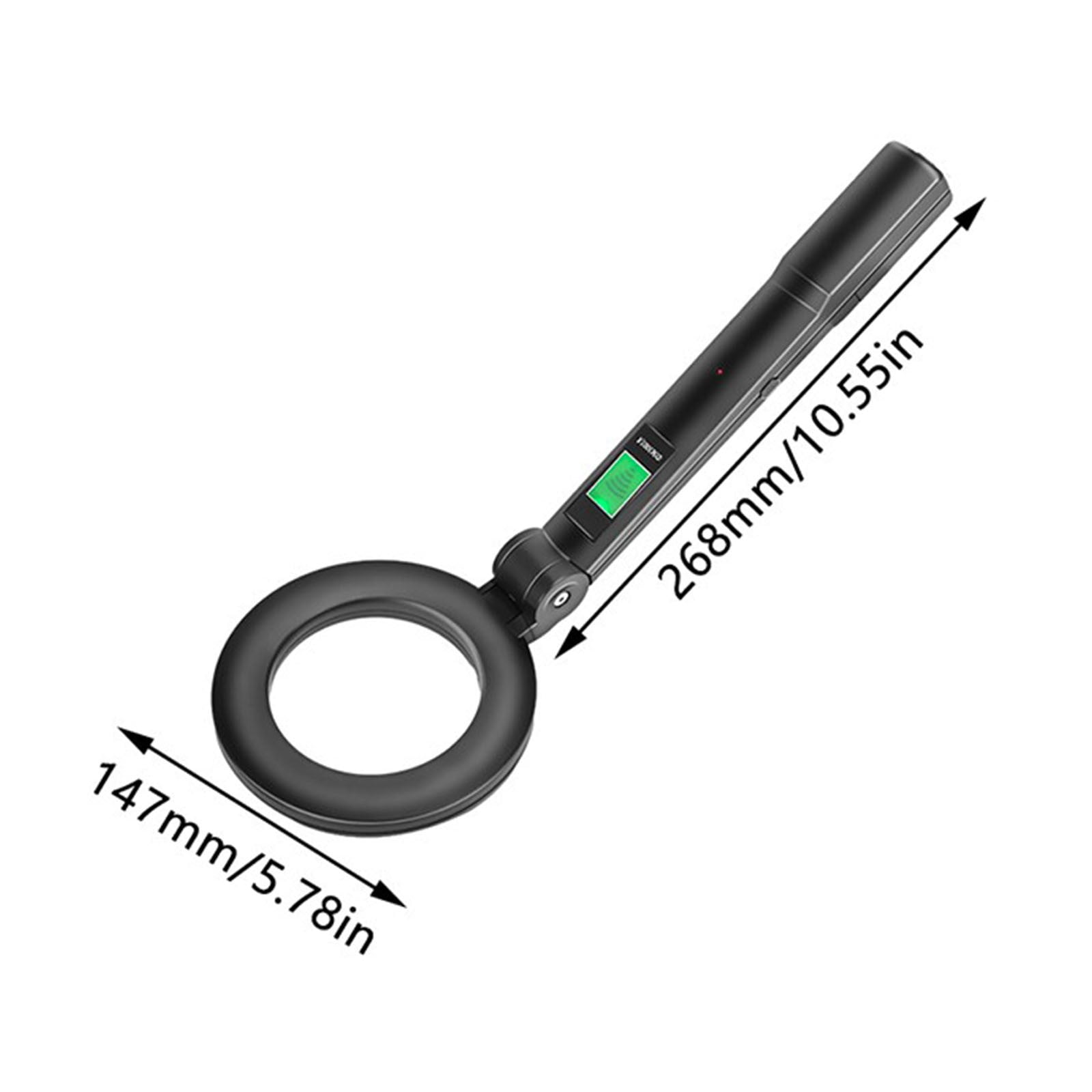 Handheld Metal Detector Portable Foldable 140 mm Probe with Silent Vibration and Buzzer Alarm Modes