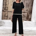 thumbnail image 6 of Scyoekwg Womens Casual 2 Piece Outfits Short Sleeve Round Neck Tops Wide Leg Pants Trendy Casual Loose Sweatsuits Sets Solid Color Tracksuit (Black,M), 6 of 8