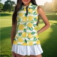 thumbnail image 4 of Uorisanigo Striped Lemon Women's Golf Top Size 2XL Soft Relaxed Hiking Running Workout Tops Zip Up Collar Sleeveless Daily Wear Athletic Tops for Women, 4 of 7