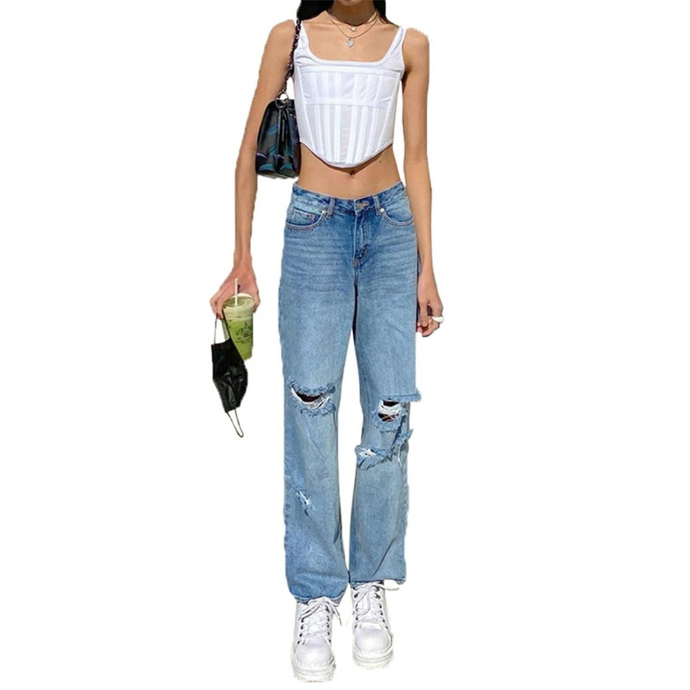 womens baggy jeans ripped