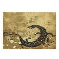 thumbnail image 1 of Dragon Cutting Board, Reptile Dragon Grunge Floral Ornate Retro Image, Decorative Tempered Glass Cutting and Serving Board, Large Size, Pale Caramel Sand Brown, by Ambesonne, 1 of 1