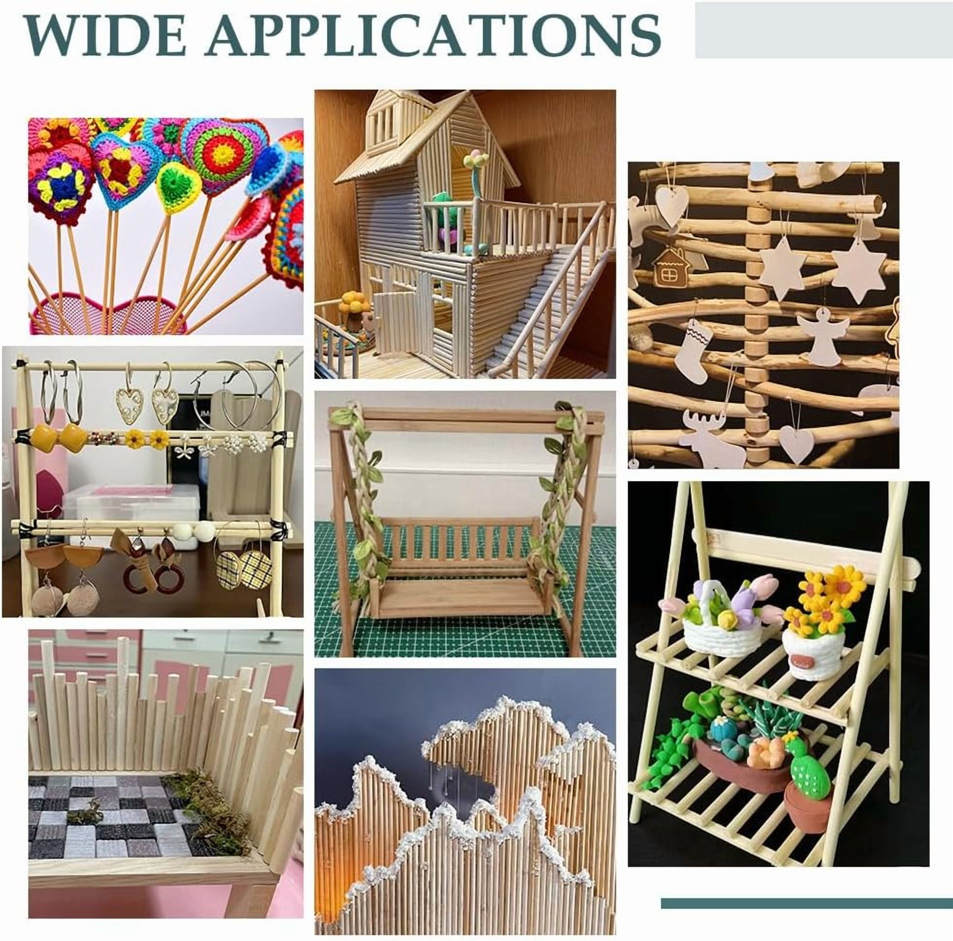 50 Pcs 5 Sizes Wooden Small Cylinder 3.94x0.24-0.79 Inch Unfinished Beech Wood Craft Sticks for DIY Crafts Painting Home and Garden Decoration Bisque