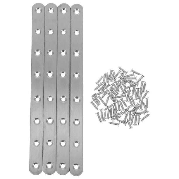 4pcs Flat Brackets Metal Brackets Stainless Steel Strips Metal Braces for Wood