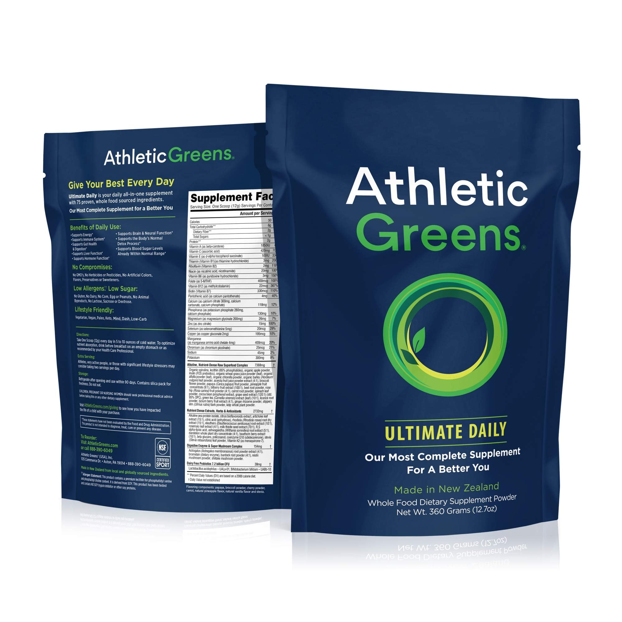 AG1 by Athletic Greens has 75 vitamins, minerals, whole-food