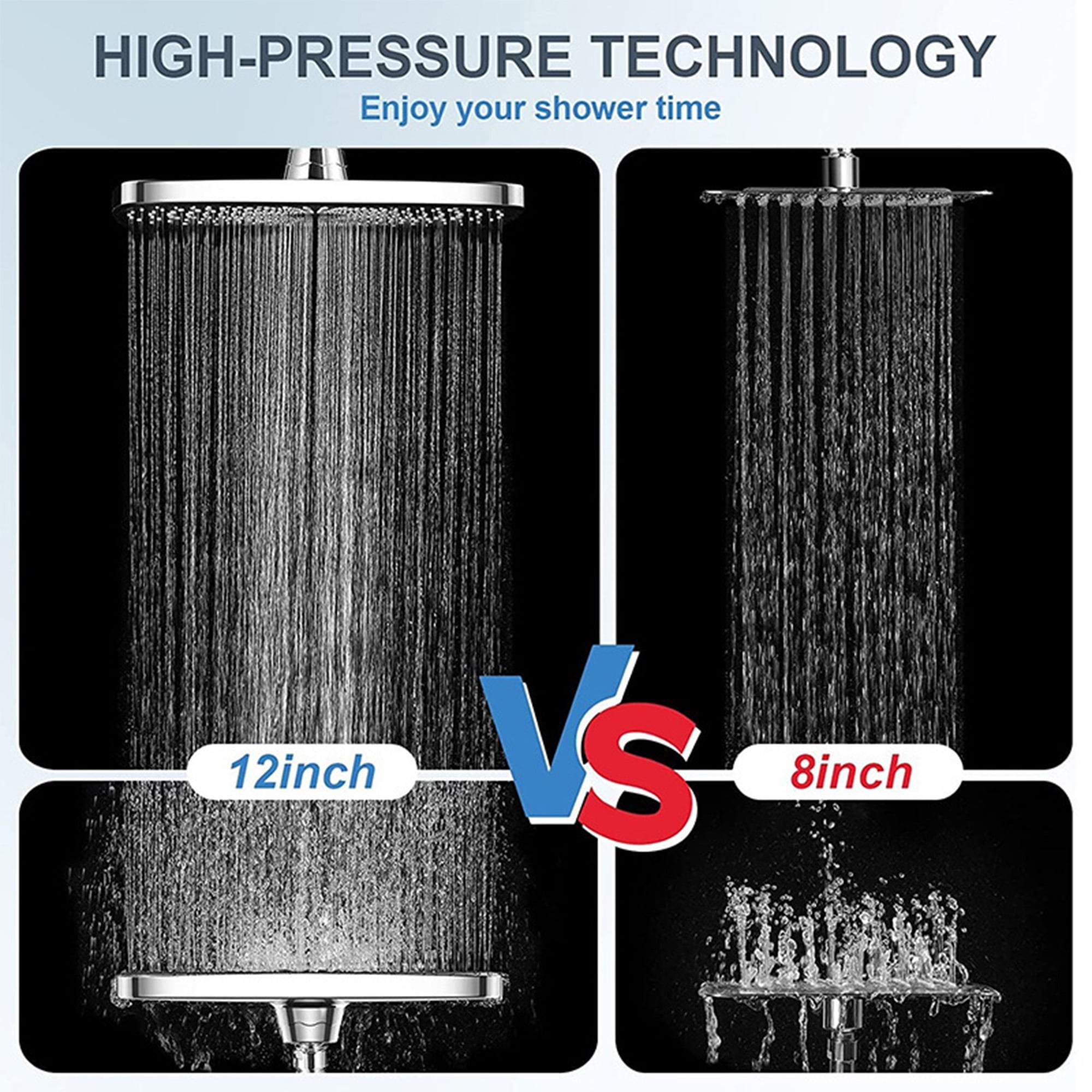 SERABETTO High Pressure 12inch Rain Shower Heads with Handheld Spray Combo with Fixed Showerhead and 5 Sprays Dual Shower Head Combo