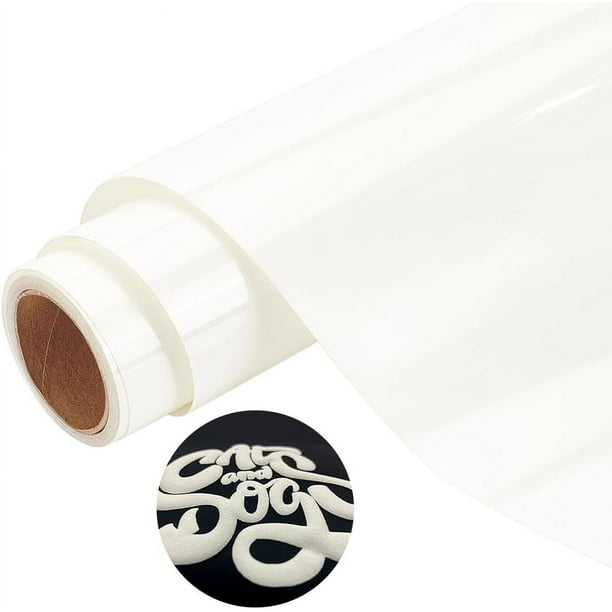 Vinilo termoadhesivo 3D con efecto relieve, 25,4 cm x 1,98 m, blanco, efecto relieve, vinilo termoadhesivo, vinilo azul brillante, vinilo espumoso para prensa térmica
