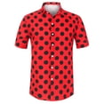 thumbnail image 5 of Unique Bargains Men's Summer Polka Dots Shirt Button Down Short Sleeves Shirts L Red, 5 of 6