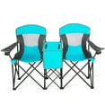 thumbnail image 5 of Gymax Folding 2-person Camping Chairs Double Sunshade Chairs w/ Canopy Turquoise, 5 of 10