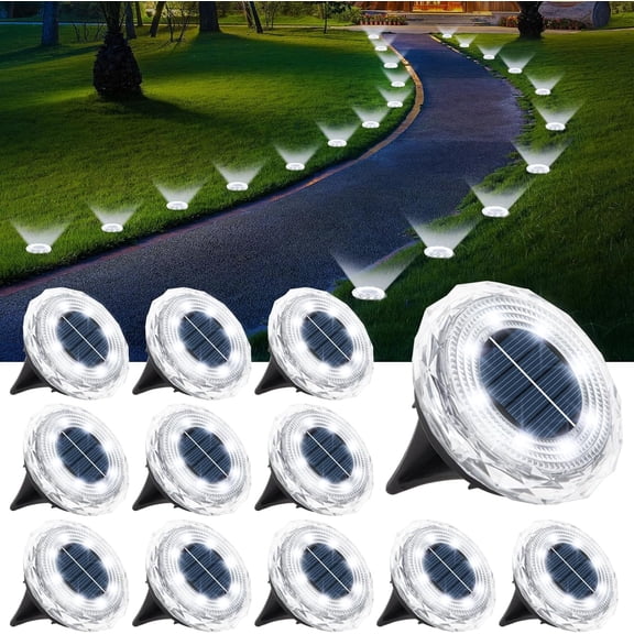 Solar Ground Lights 4Pack, Upgraded Solar Garden Lights Waterproof Long Lasting for Pathway Walkway Patio (Cool White)