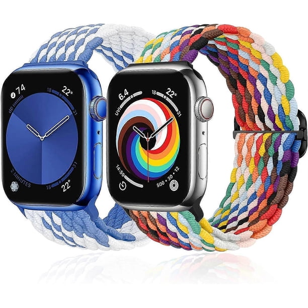 Solo Loop Compatible with Apple Watch Band 38mm 40mm 41mm, Adjustable for iWatch Series 8 7 6 5 4 3 2 1 SE Ultra, for Men/Women, 2 Pack.