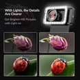 thumbnail image 2 of Lente macro APEXEL 15X con luz de relleno LED para iPhone y Android, 2 of 9