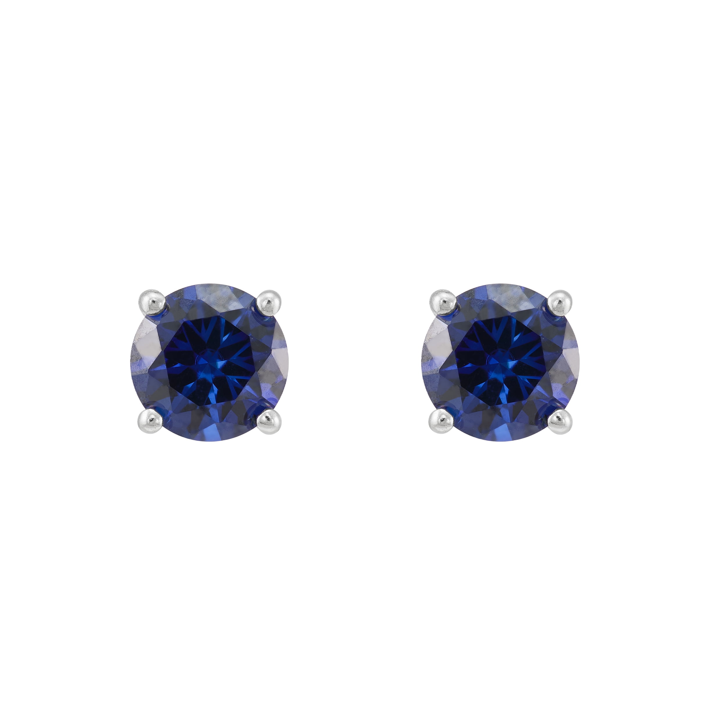 Brilliance Fine Jewelry Created Blue Sapphire and White Cubic Zircoina Pendant Necklace and Studs Set in Sterling Silver