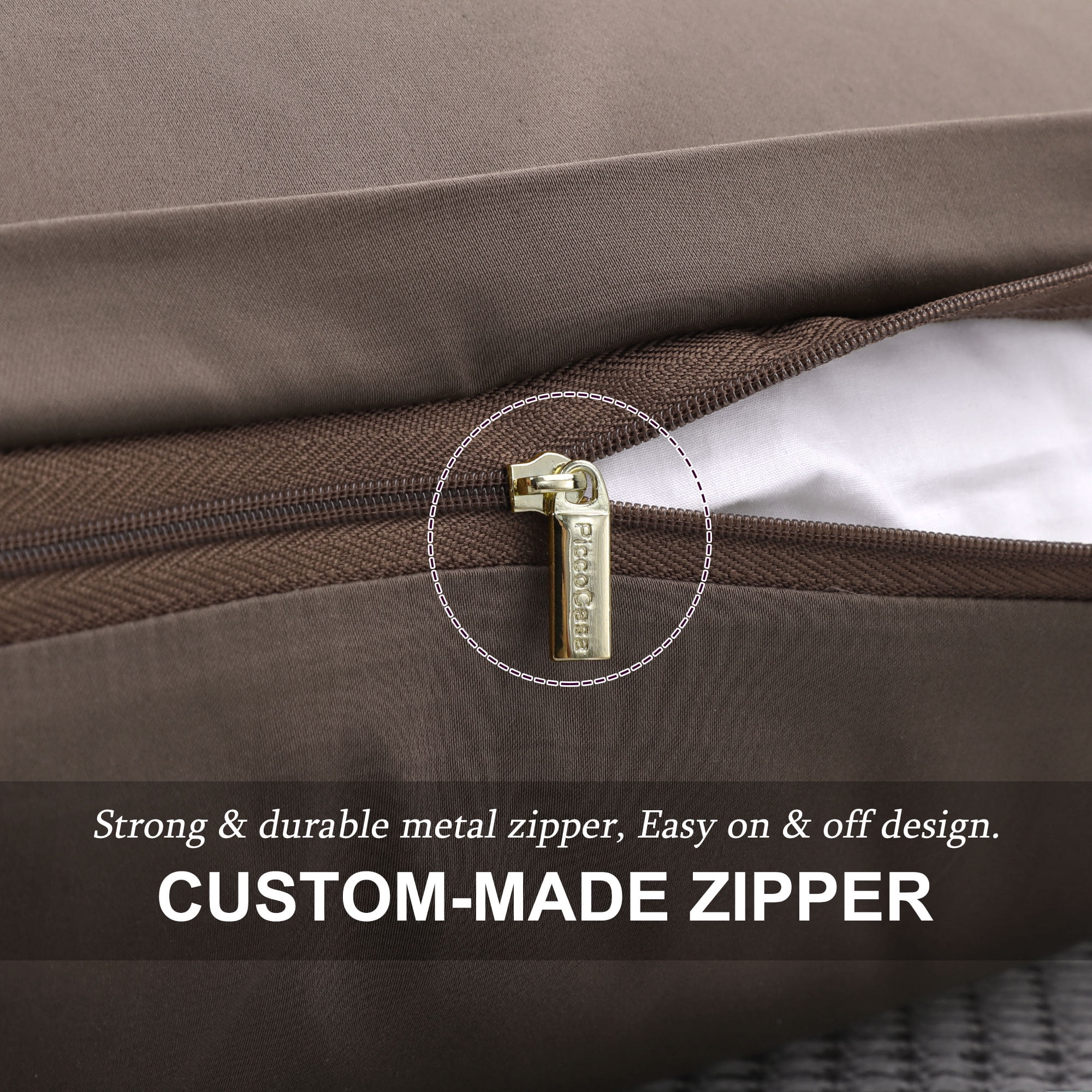 Unique Bargains Breathable Zipper Closure Cotton Pillowcases 2 Pcs Beaver King