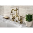 thumbnail image 4 of Kingston Brass KS7973AL English Country Bridge Bathroom Faucet with Matching Pop-up Drain, Antique Brass, 4 of 7