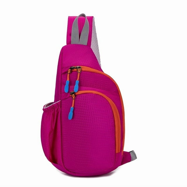 LEEYNEER Sac de Poitrine de Sport en Nylon Léger et Pliable - Sac Bandoulière Unisexe avec Sangle Ajustable, Multiples Compartiments et Poches en Maille pour Vélo, Gym et Voyage en Plein Air - Noir Fol
