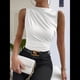 thumbnail image 5 of Camiseta de Cuello Alto Sin Mangas, Plisada, de Color Liso, A para Mujer L, 5 of 10