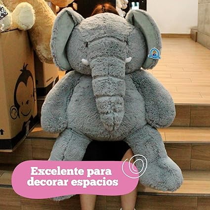 PELUCHERIA Elefante de Peluche Gigante Suave y Bonitos. Elefante Gigantes de Peluche Esponjoso y Resistente. Tam 120 cm. Elaborado en poliester.