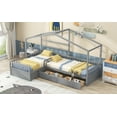 thumbnail image 4 of Twin Size House Platform Bed with Three Storage Drawers,Gray, 4 of 9