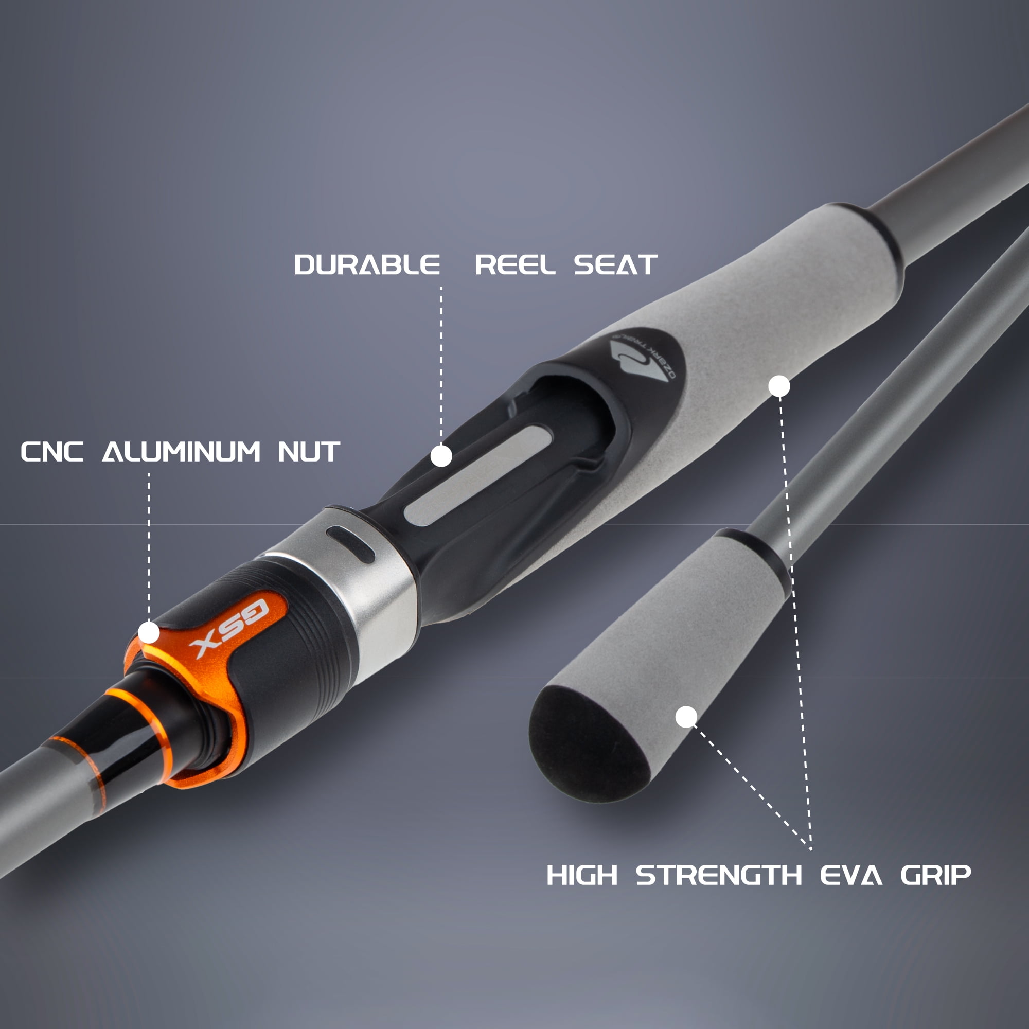 Ozark Trail GS-X Spinning Combo, 6'0'' Medium Action 2-Pieces