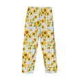 thumbnail image 3 of Vsdgher Blue White Plaid Sunflower Print Mens Pajama Pants Sleep & Lounge Pants, PJ Bottoms With elastic waistb and Pockets, 3 of 5