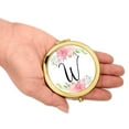 thumbnail image 3 of Koyal Wholesale Compact Mirror Bridesmaid's Wedding Gift, Gold, Monogram Letter W, Peach and Pink Roses, 1-Pack, 3 of 5