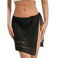 thumbnail image 2 of Musuos Women Summer Short Bikini Skirt Solid Color Split Hollow Tie Up Crochet Beachwear Skirt, 2 of 10