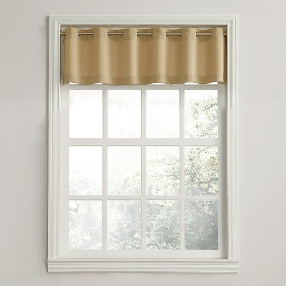No. 918 Montego Grommet Textured Kitchen Curtain Valance, 56" x 14", Taupe