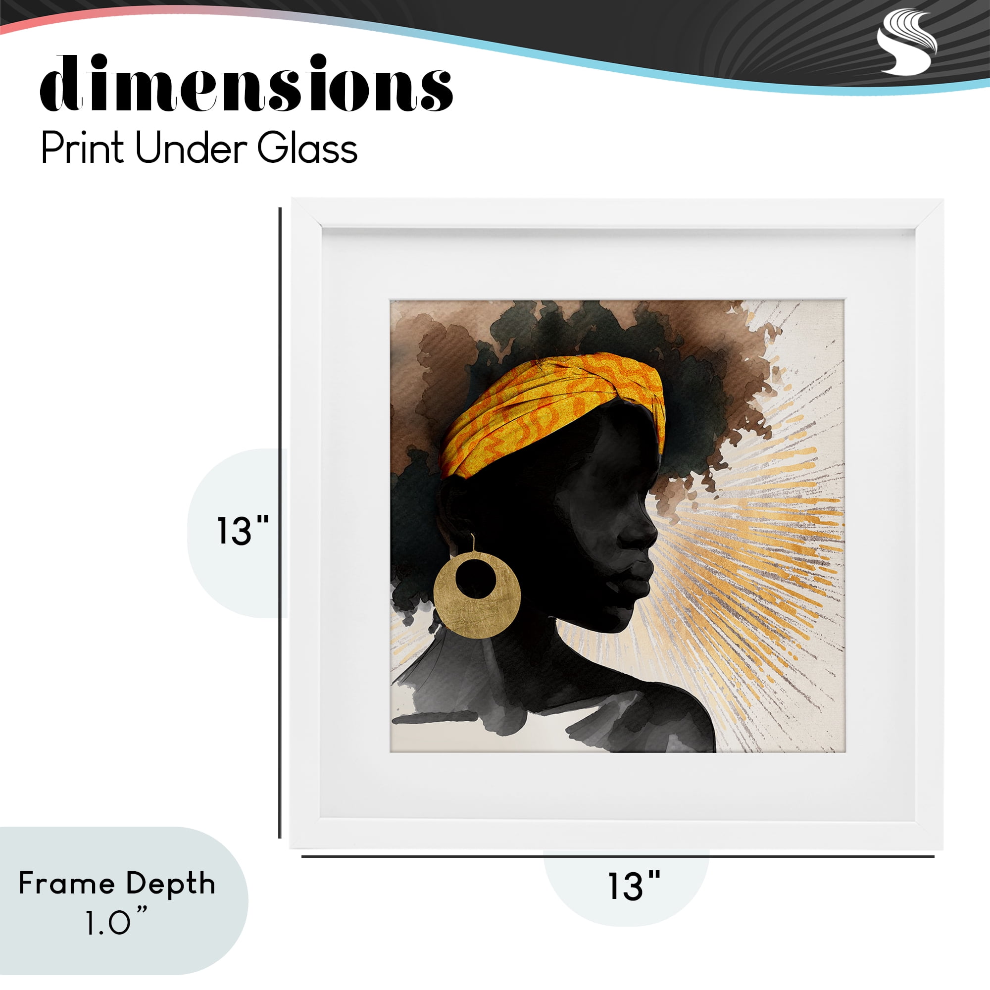 Stupell Industries Sunburst Silhouette with Headwrap White Framed Print Under Glass, design by CAD Designs
